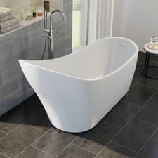 Image of Freestanding Double Ended Bath Luxury Acrylic Bathtub & Waste White 1650x690mm