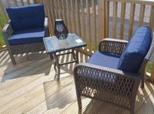 Image of 2 Seater Rattan Bistro Set Table Armchairs Cushions Outdoor Patio Garden Wicker