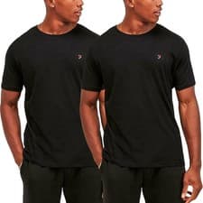 Image of Farah Mens Dani 2 Pack Casual Cotton Crew Neck Lounge T-Shirt Top Tee - XXL