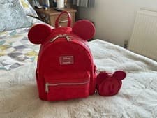 Image of BNWT Loungefly Disney Mickey Ears Burnout Mini Backpack With Matching Coin Purse