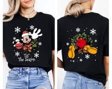 Image of Tis The Season Disney Shirt, Mickey and Minnie Two Sided Christmas Shirt