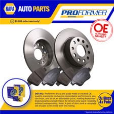 Image of 2x Solid Brake Discs and Pads Rear 272mm PBD8589+PBP7554 Proformer Set Pair New