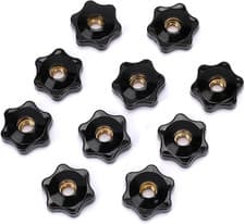 Image of Lens 10 Pack 6 Star Knobs 1/4 Inch 20 Female Threaded Hexagon Head Thru Knob