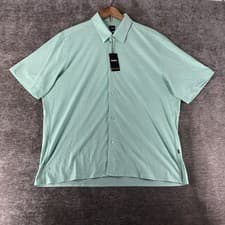 Image of Hugo Boss Pastel Green Short Sleeve Button Shirt Men's Size 2XL Regular Fit NEW