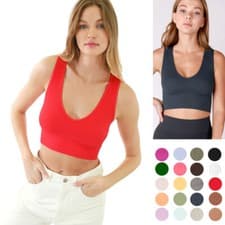 Image of NIKIBIKI Ribbed Seamless Wireless Knit Crop Plunging V-neckline Bralette Top