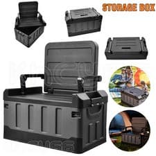 Image of BLACK HEAVY DUTY COLLAPSIBLE CAR BOOT FOLDABLE ORGANISER TIDY 2-IN-1 STORAGE BOX