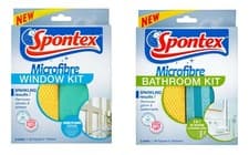 Image of Spontex Microfibre Window/ Bathroom Kit 2 Cloths in Each for All Shiny Surface