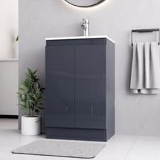 Image of BELOFAY Denvor Grey 500mm Floor Standing Bathroom Vanity Unit With Basin