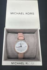 Image of NWT Michael Kors MK2842 Charley Pink Leather Rose Gold Pave Women's Watch