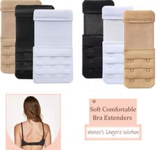 Image of Women's Bra Extender 3 Hook / 2 Hook Bra Extension Strap Soft & Comfortable 3pcs