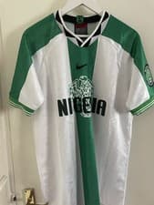 Image of LARGE NIGERIA 1996 AWAY WHITE & GREEN SHIRT