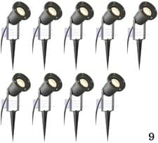 Image of 9 x BLACK GARDEN OUTDOOR IP65 SPIKE SPOT LIGHT GU10 240V LED COMPATIBLE
