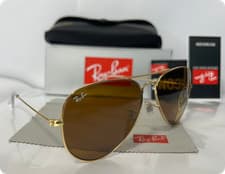 Image of Ray-Ban RB3025 Aviator Sunglasses 58mm Classic Gold Frame Polarized Brown Lens