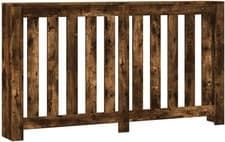 Image of Smoked Oak Radiator Cover Shelf | Modern Slatted MDF Cabinet 149x20x82cm