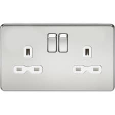 Image of Knightsbridge Screwless Flat Plate 13A 2G DP Switched Socket - Polished Chrome