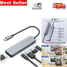 Image of Compact USB C 5-in-1 Hub with 100W Power Delivery & High-Speed Data Transfer