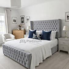 Image of Modern Velvet Bed Frame With Headboard Optional GasLift Ottoman Storage All Size