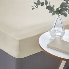 Image of Cream 100% Egyptian Cotton Sateen Soft 400 Thread Count Fitted Sheet