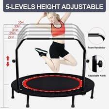 Image of Round Mini Trampoline - Foldable 40" Adult Home Gym Spring Exercise Equipment