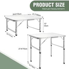 Image of Folding Table 4ft & 6ft Heavy-Duty Waterproof, Adjustable Height Camping, Picnic