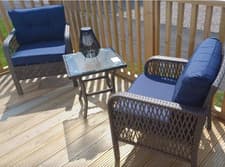 Image of Rattan Bistro Set Outdoor 3pc Patio Garden Armchair 2 Seater Table Cushion Chair