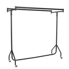 Image of Parallel Black Heavy-Duty Clothes Rail - Clothes Storage Rail, Garment display