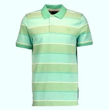 Image of CREW CLOTHING CO GREEN OXFORD STRIPED SHORT SLEEVED POLO SHIRT-L -BNWT-CRW110