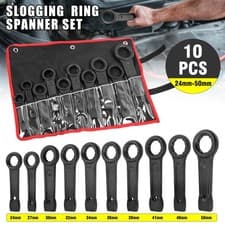 Image of 10PCS Heavy-Duty Steel Ring Slogging Wrench Single Ring Box End Striking Spanner