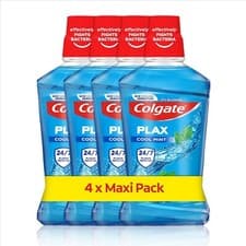 Image of Colgate Plax Cool Mint Mouthwash, 4 x 500ml (24/7 Plaque Protection)