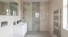 Image of 300x600 Beige Stone Effect Gloss Ceramic Wall Tile Sample - Bathroom Kitchen