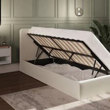 Image of Chiswick Ottoman Storage Bed Single Natural Fabric Upholstered Gas Lift