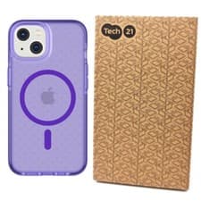 Image of Tech21 Case For iPhone 14 Evo Check MagSafe Cover Shockproof Purple Lavender