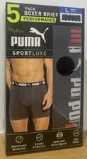 Image of PUMA Boxer Shorts Briefs Mens Stretch 5 Pack Sport Luxe - Large - Blue / Black