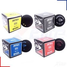Image of Dunlop Pro Squash Balls Double Dot Yellow, Intro Blue, Red Progress, Competition