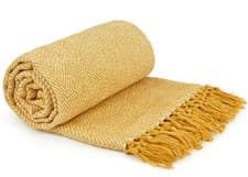 Image of Recycled 100% Cotton Throw Blanket Throwover Sofa Bed Chair Herringbone