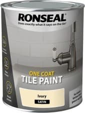 Image of Ronseal One Coat Tile Satin Paint Kitchen Bathroom Interior 750ml - Ivory