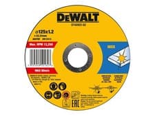 Image of DEWALT Metal Cutting Disc 125 X 1.2 X 22.23mm Pack Size 10 DEWDT43922QZ