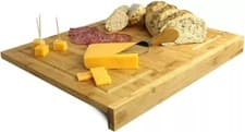 Image of Wooden Counter Edge Chopping Board Large Kitchen Secure Bamboo Bread Side Tray