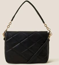 Image of Monsoon Accessorize Large Quilted Black Cross Body Shoulder Bag Bnwt