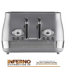 Image of DAEWOO Denver 4 Slice Wide Slot Stainless Steel Toaster In Smoked Grey
