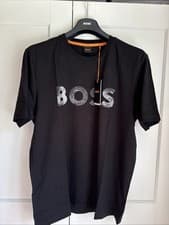 Image of HUGO BOSS MENS TE-BOSSOCEAN LOGO STRETCH REG FIT T-SHIRT BLACK 3XL BNWT RRP £89