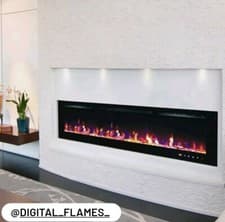Image of 50 60 72 82 INCH LED HD PANORAMIC FLAMES BLACK INSET WALL MOUNTED ELECTRIC FIRE