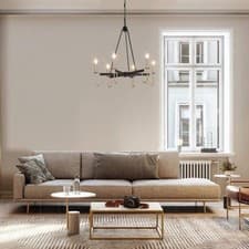 Image of Modern Farmhouse Chandelier Black Gold 6 Light Candle Style Fixture