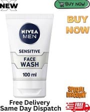 Image of NIVEA MEN Sensitive Face Wash with Zero Percent Alcohol (100 ml), || UK Shipping