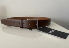 Image of Hugo Boss men's brown leather belt