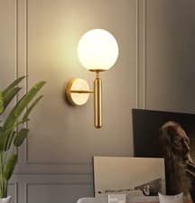 Image of Wall Light Frosted Glass LED Indoor Wall Lamp complete with bulb