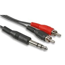 Image of 6.35mm Stereo 1/4" Jack to 2 x RCA Phono Male Plugs Audio Cable