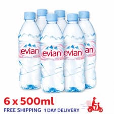 Image of Evian Natural Mineral Water 6x500ml bottles- Free delivery