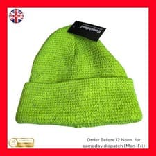 Image of Beechfield Original Cuffed Beanie Fluorescent Green Black Flecks Warm Winter Hat