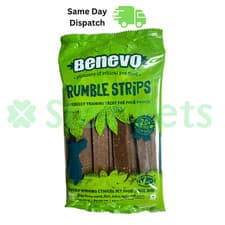 Image of Vegan Vegetarian Low Fat Rumble Strips Dog Treats Benevo 180g Dog Chew